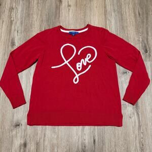 Apt 9 Knit Love Heart Sweater Women's Medium Red White Valentines Day